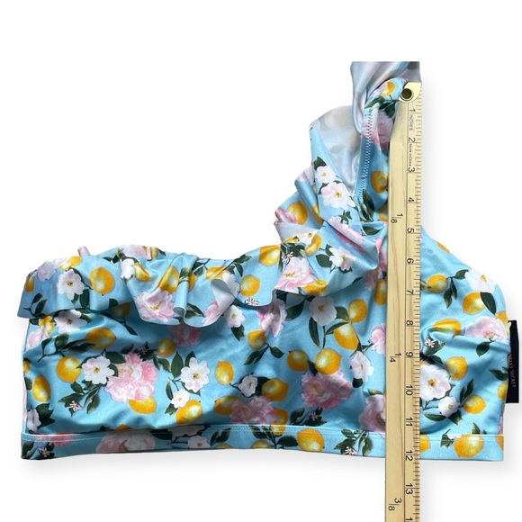 Victoria's Secret Swim Bikini Top XL One Shoulder Ruffle Blue Lemon Feminine - Picture 7 of 10